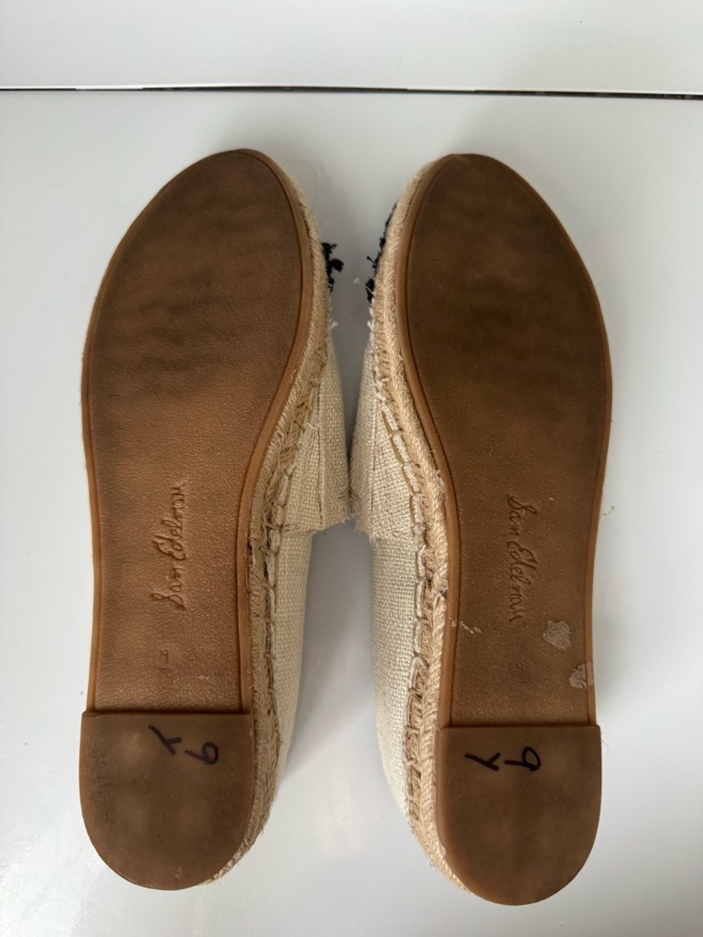 Sam Edelman Cream Canvas Espadrilles with Black Toe Cap - Picture 4 of 5
